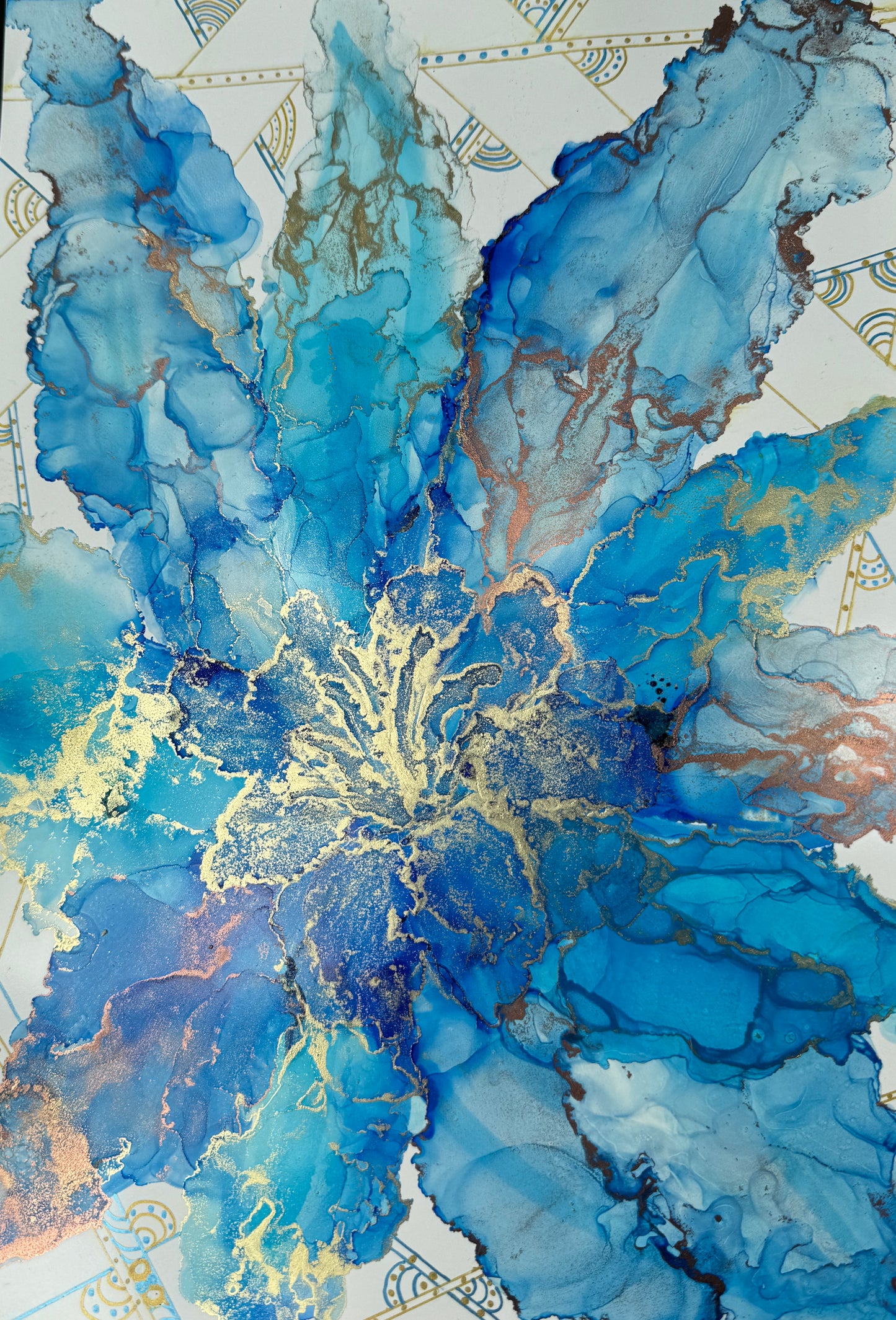 Meditative Bloom, 2024. Handmade Original Ink Art Picture. Size A4: (21.0 x 29.7 cm) (8.3 x 11.7 inch)