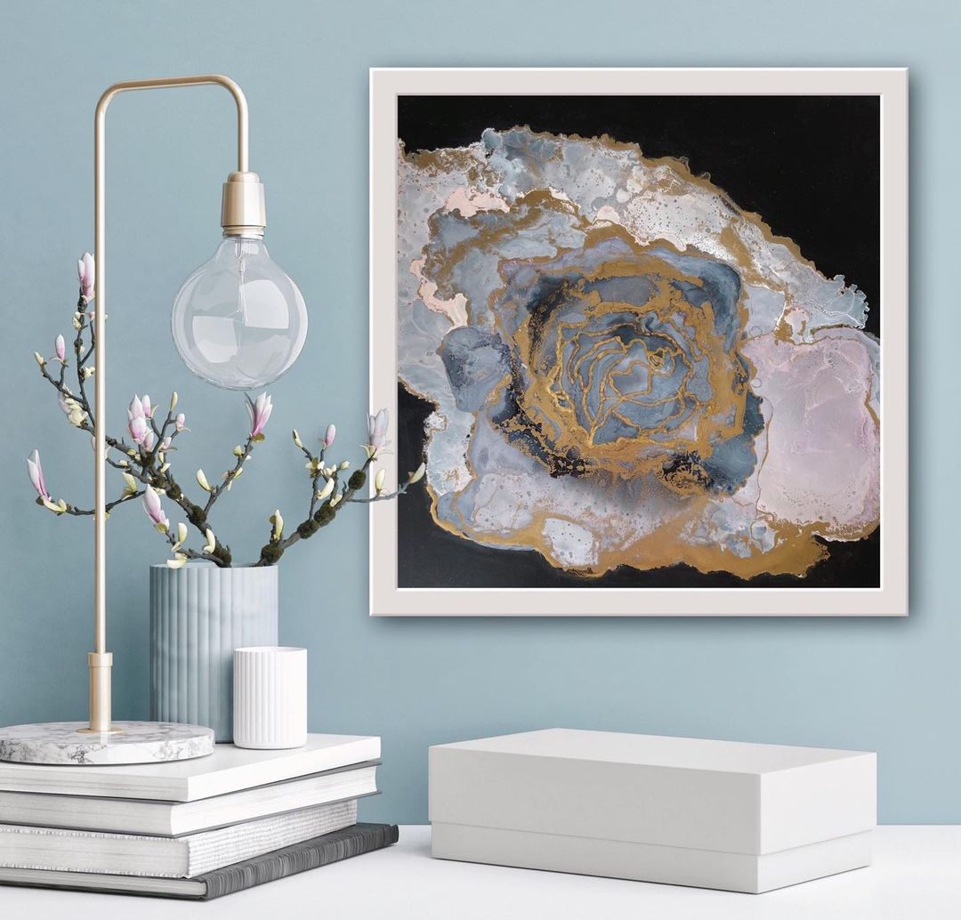 Galaxy Rose, 2023, Handmade Original Ink art picture. 12 x 12 inches; 30 x 30 cm.