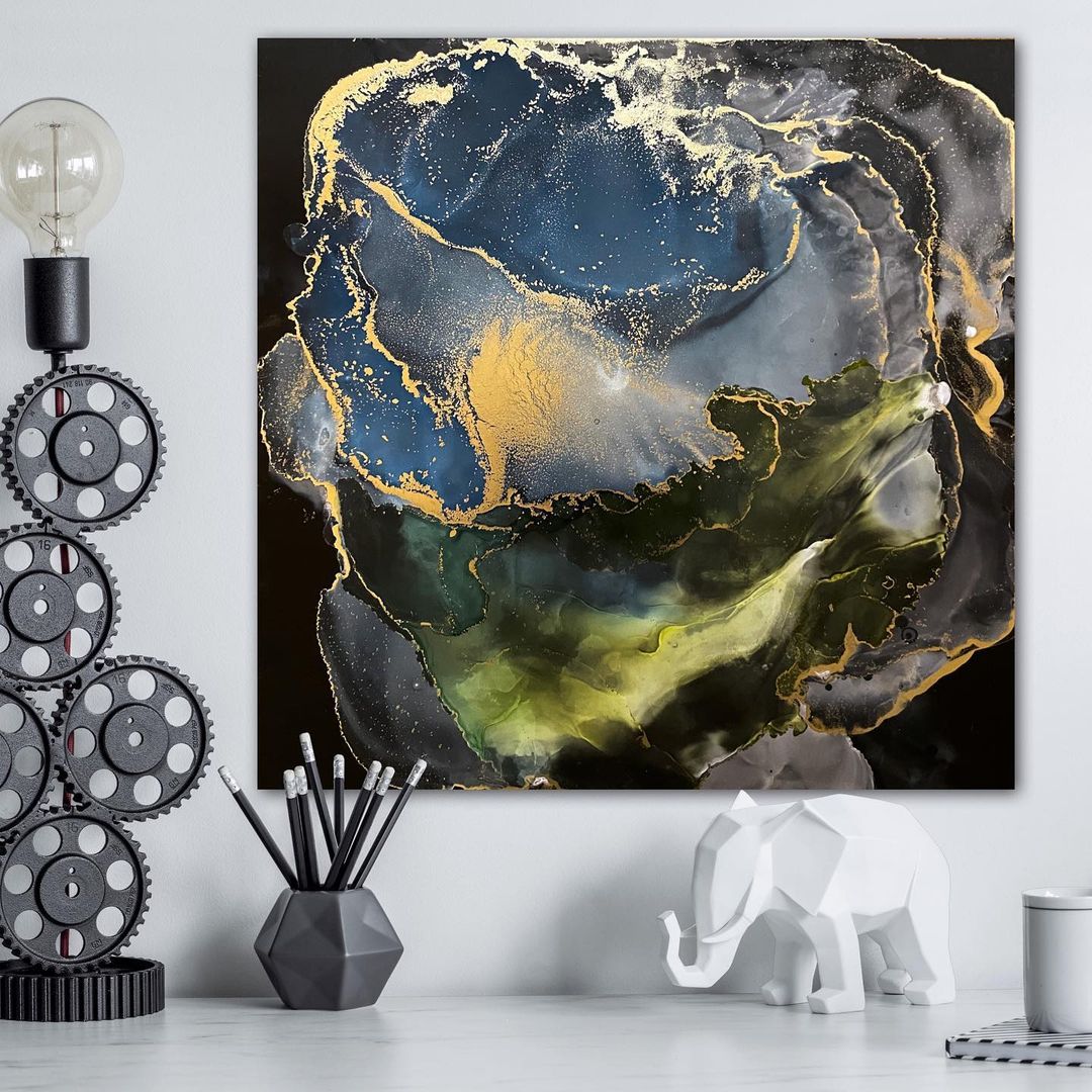 Galactic Tree Symphony, 2023. Handmade Original Ink art picture. 12 x 12 inches; 30 x 30 cm.