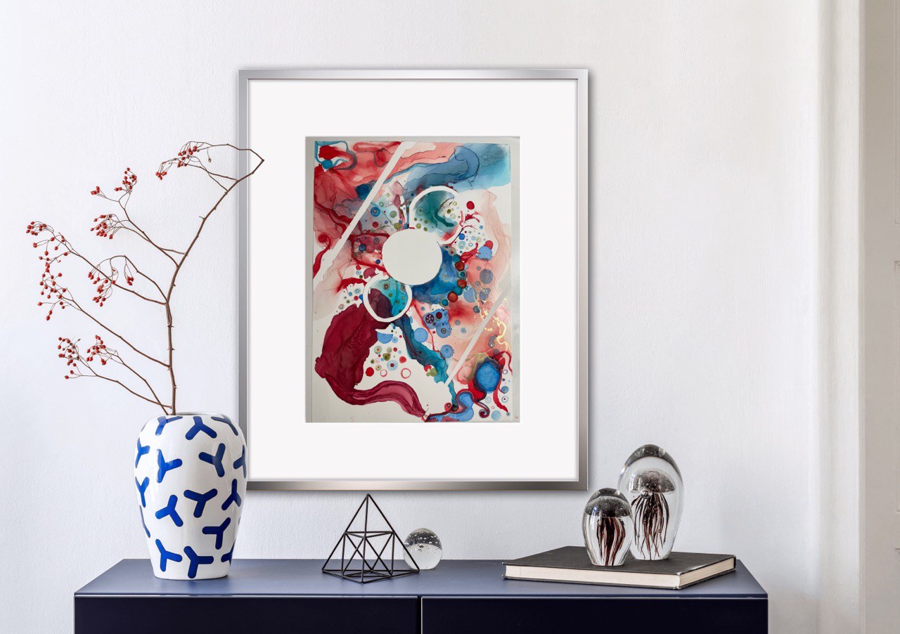 Celestial Symphony, 2023. Handmade Original Ink art picture. 13.5 x 19 inches; 34 x 48 cm.