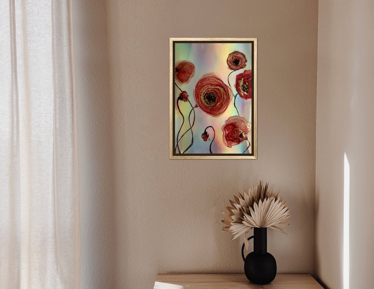 Poppy Harmony, 2024. Handmade Original Ink Art Picture. Size A4: (21.0 x 29.7 cm) (8.3 x 11.7 inch)