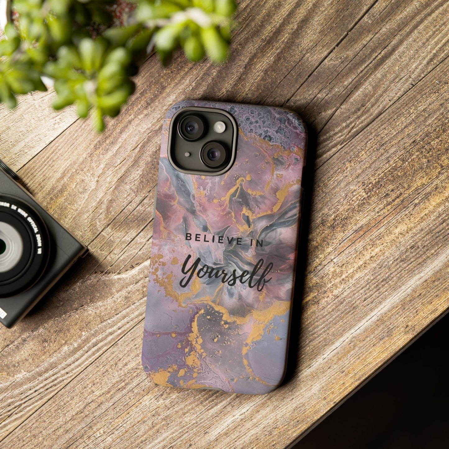 Phone Case "Believe in Yourself" Motivational Quote, Tough Case, Contemporary Art, Great Gift for Yourself or Loved Ones, High Protection,