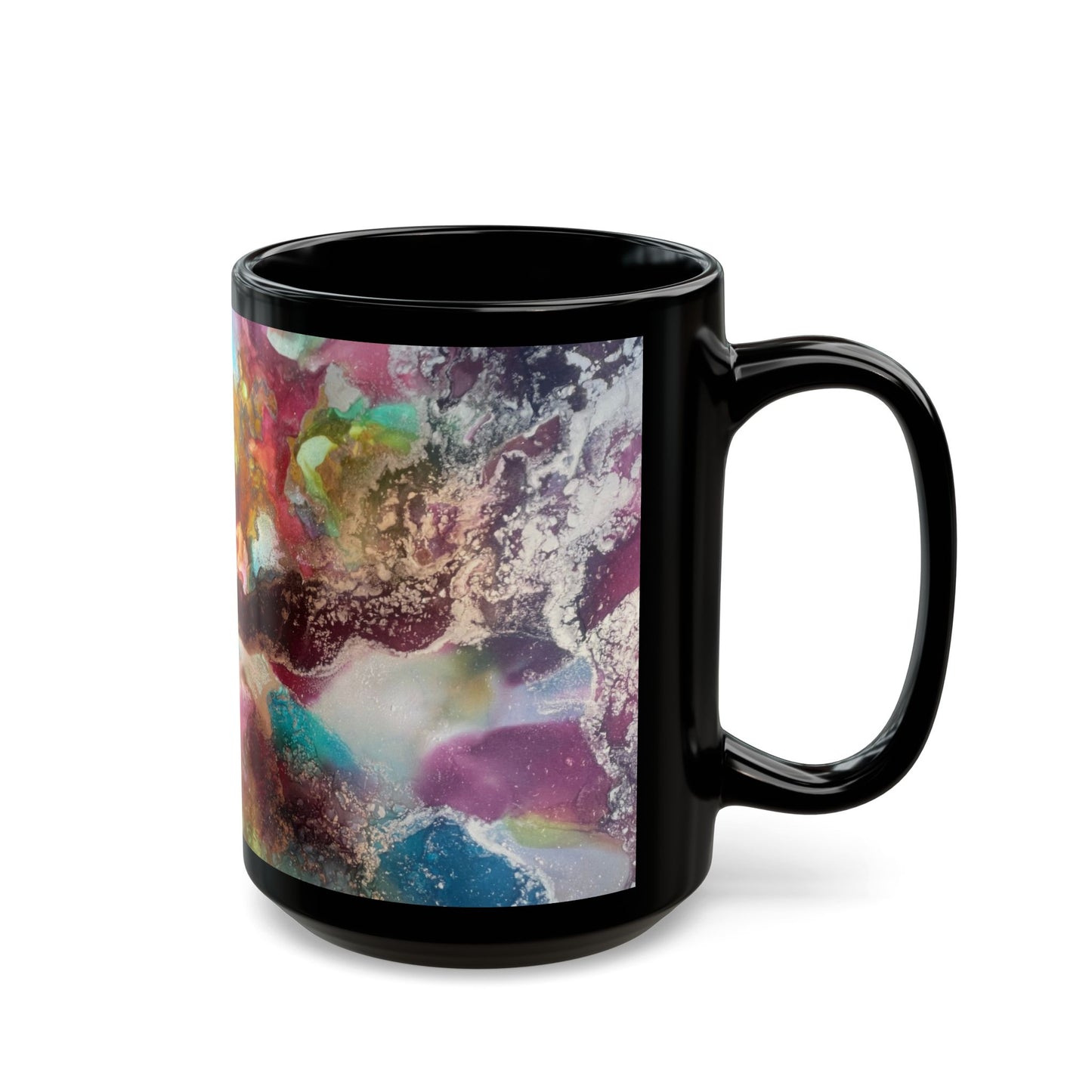 Black Mug: 'Live & Shine in Art' featuring original ink art piece by Sofi Lavrin, 11oz/15oz