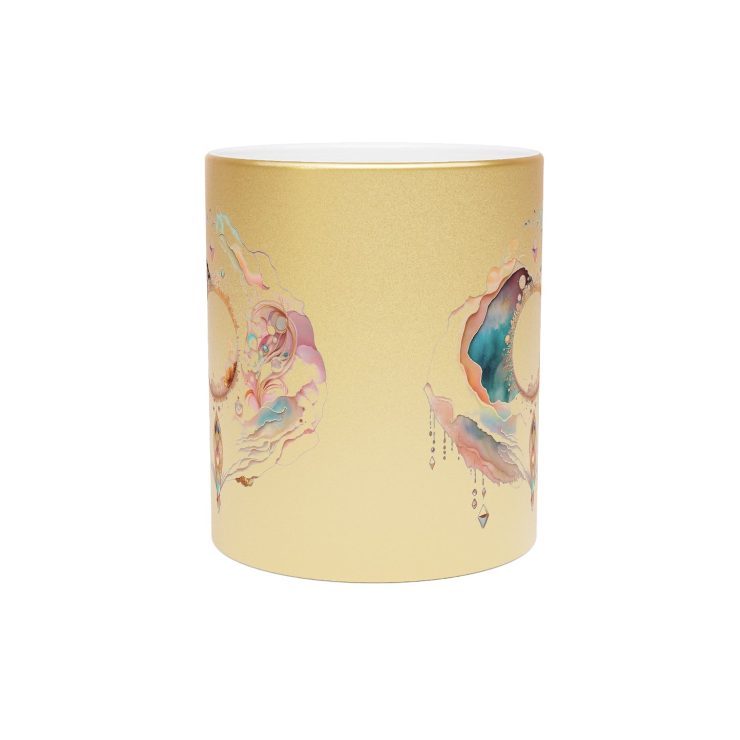 Metallic Finish Mug (Silver\Gold) Metallic and Golden Finish Mug - Live & Shine in Art by Sofi Lavrin | Mindfulness Inspirational Coffee Cup