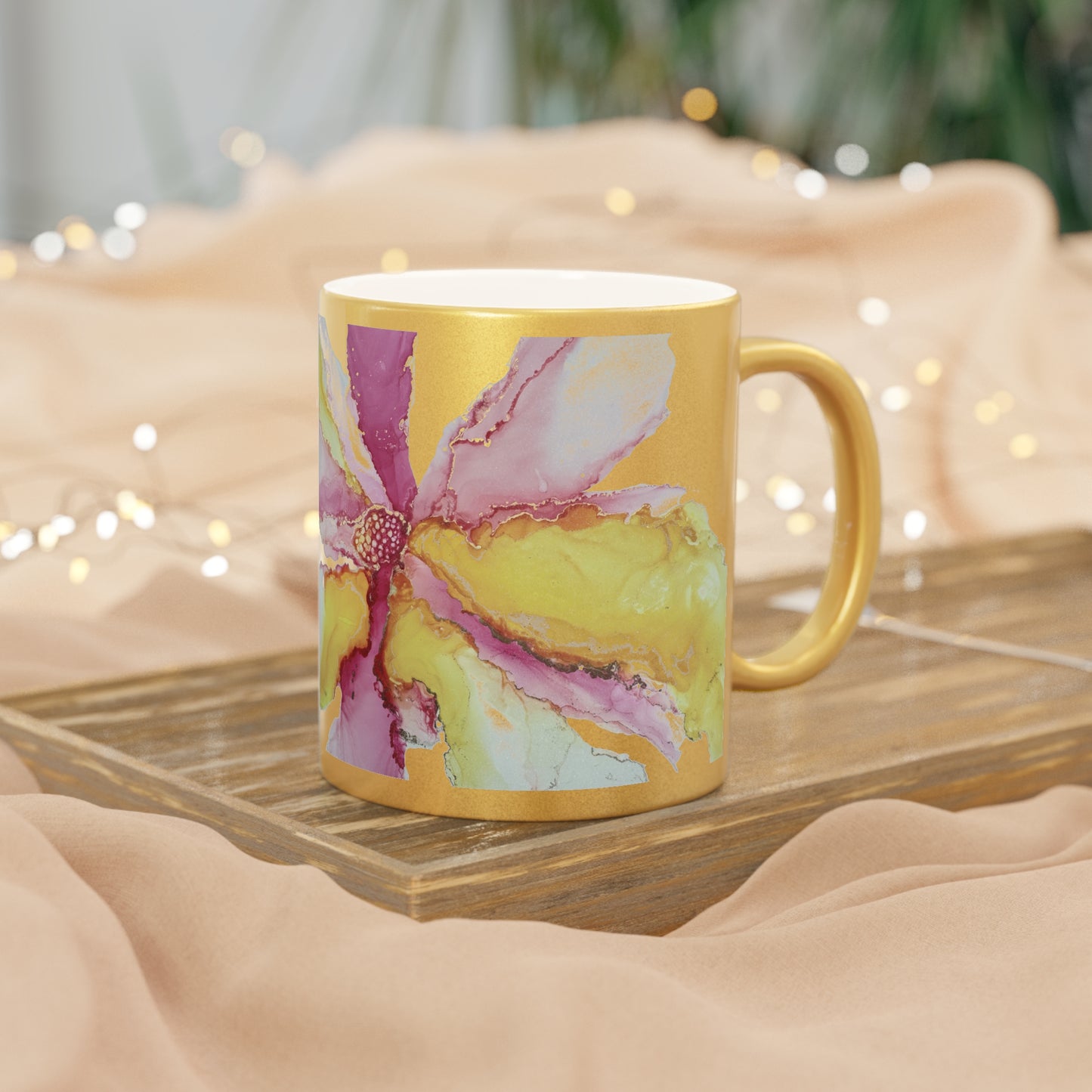 Metallic and Golden Finish Mug - Live & Shine in Art by Sofi Lavrin | Mindfulness Inspirational Coffee Cup