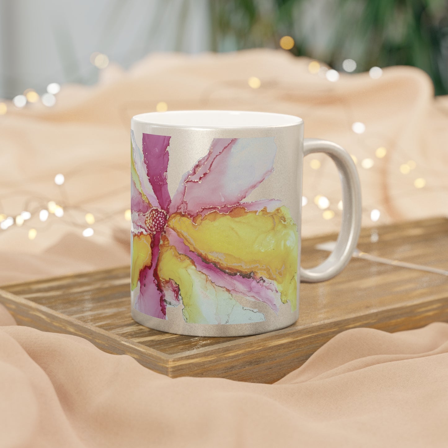 Metallic and Golden Finish Mug - Live & Shine in Art by Sofi Lavrin | Mindfulness Inspirational Coffee Cup