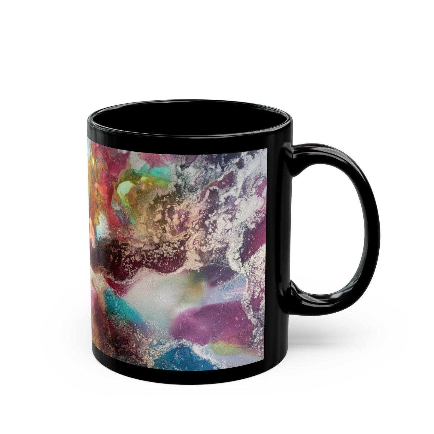 Black Mug: 'Live & Shine in Art' featuring original ink art piece by Sofi Lavrin, 11oz/15oz