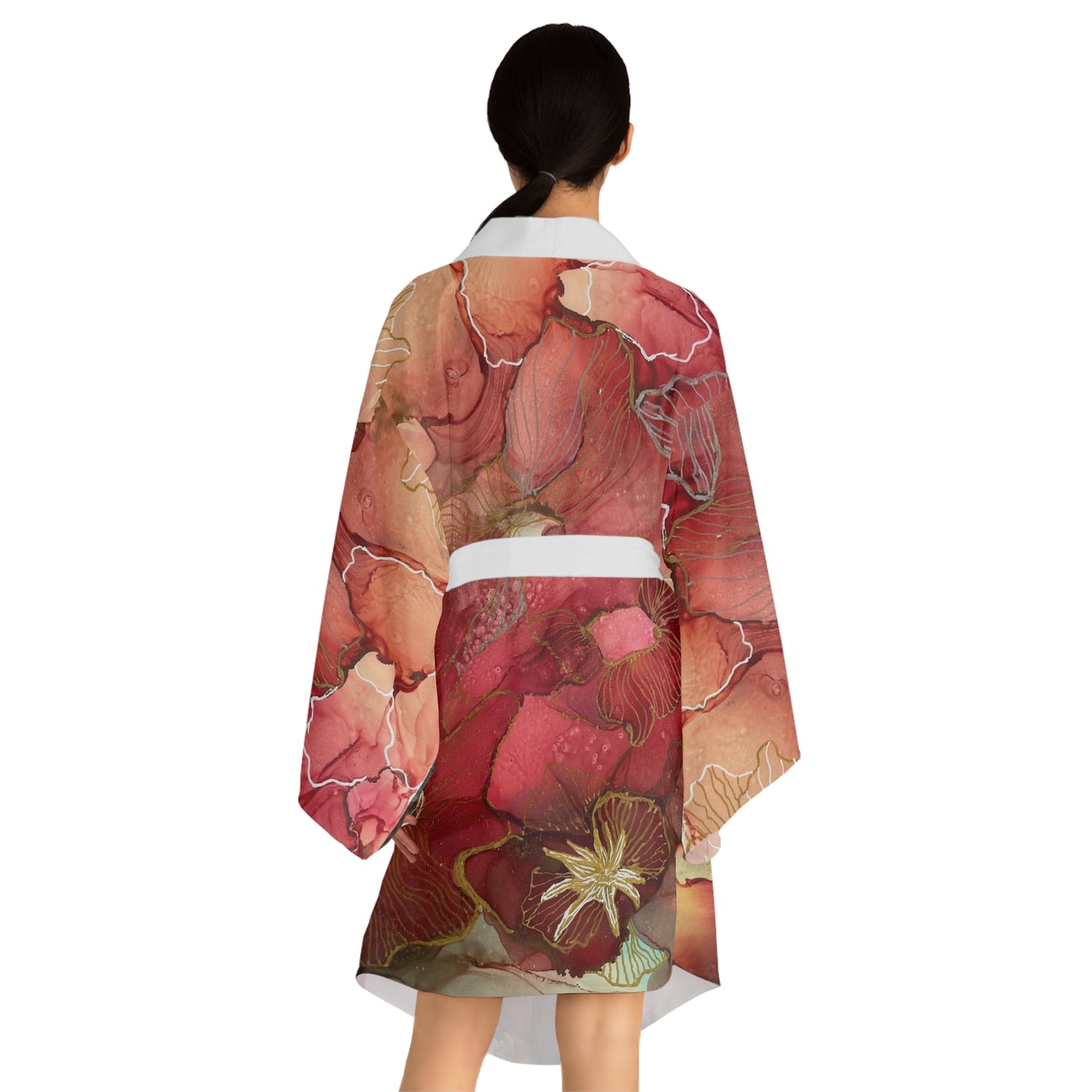 Art Kimono Robe, Long Sleeve, Unique Ink Art, Home Robe, Gift for Her, Self-Worth, Mindfulness, Vibrant, Sophistication, Artist, Sofi Lavrin