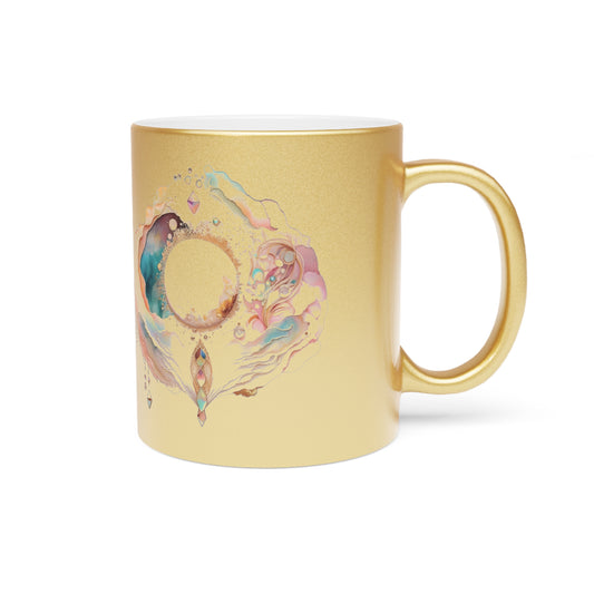 Metallic Finish Mug (Silver\Gold) Metallic and Golden Finish Mug - Live & Shine in Art by Sofi Lavrin | Mindfulness Inspirational Coffee Cup