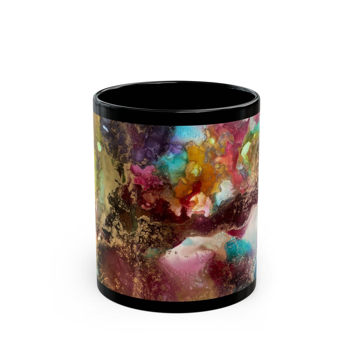 Black Mug: 'Live & Shine in Art' featuring original ink art piece by Sofi Lavrin, 11oz/15oz