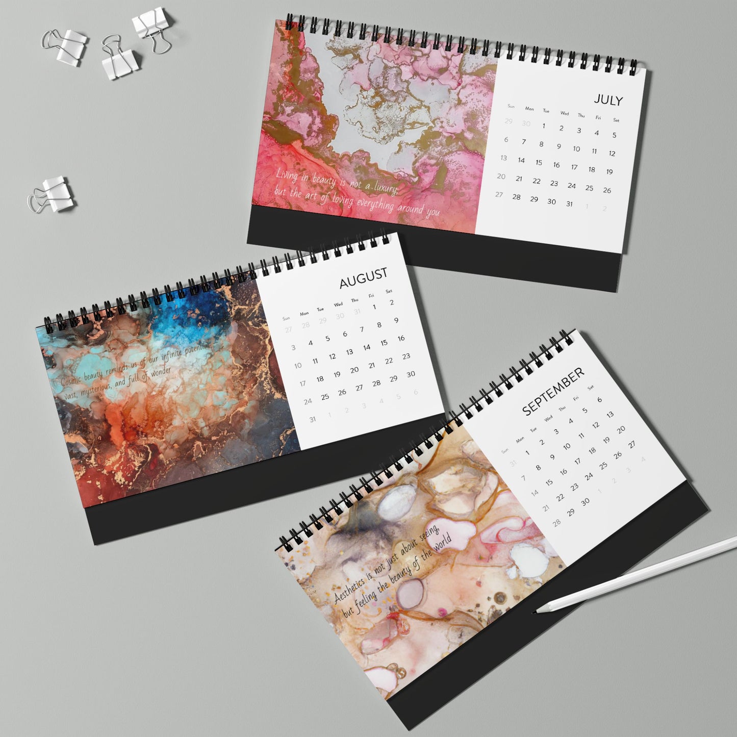 2025 Desktop Calendar featuring Original Art by Sofi Lavrin - Unique Wall Calendar for Art Lovers, Sophisticated Office Decor, Gift for