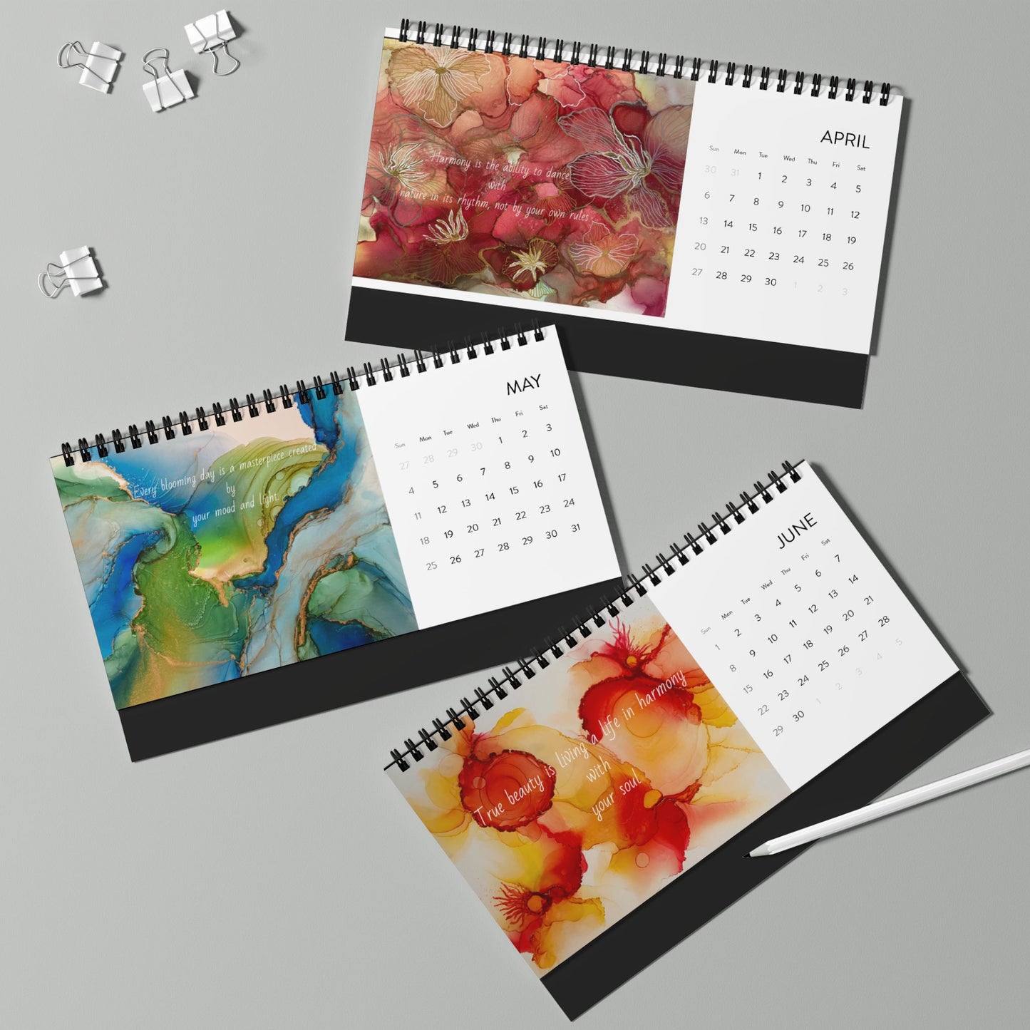 2025 Desktop Calendar featuring Original Art by Sofi Lavrin - Unique Wall Calendar for Art Lovers, Sophisticated Office Decor, Gift for